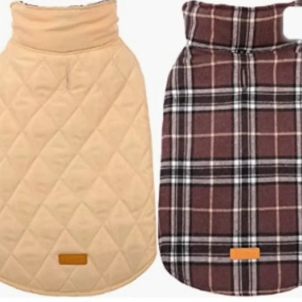 Warm Dog Coat, Reversible Jacket, Waterproof, Winter Coat, Brown British